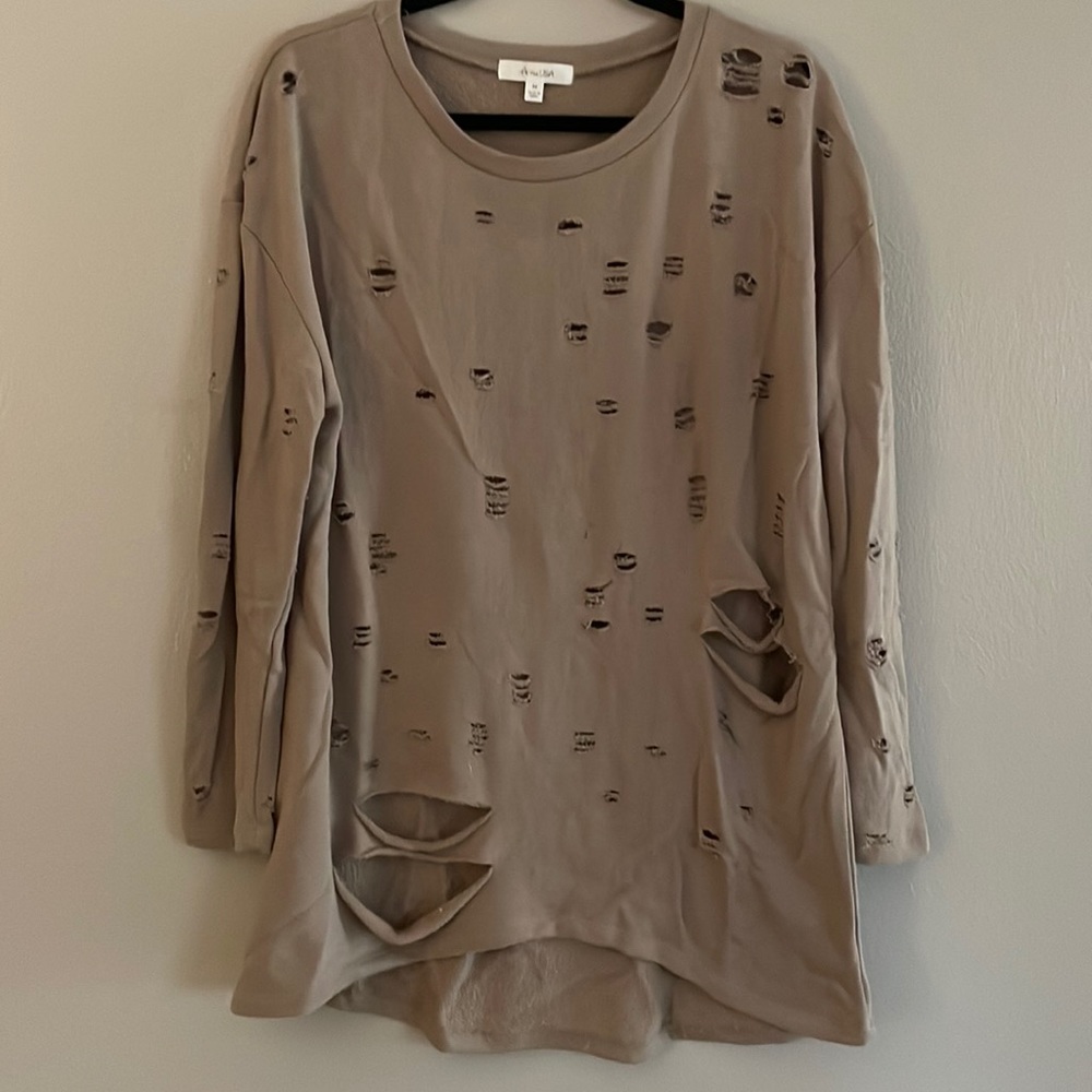 Distressed Sweatshirt Tunic